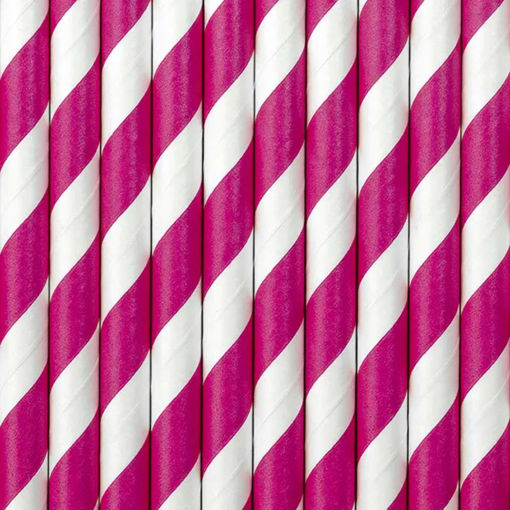 Picture of PAPER STRAWS MAGENTA 19.5CM